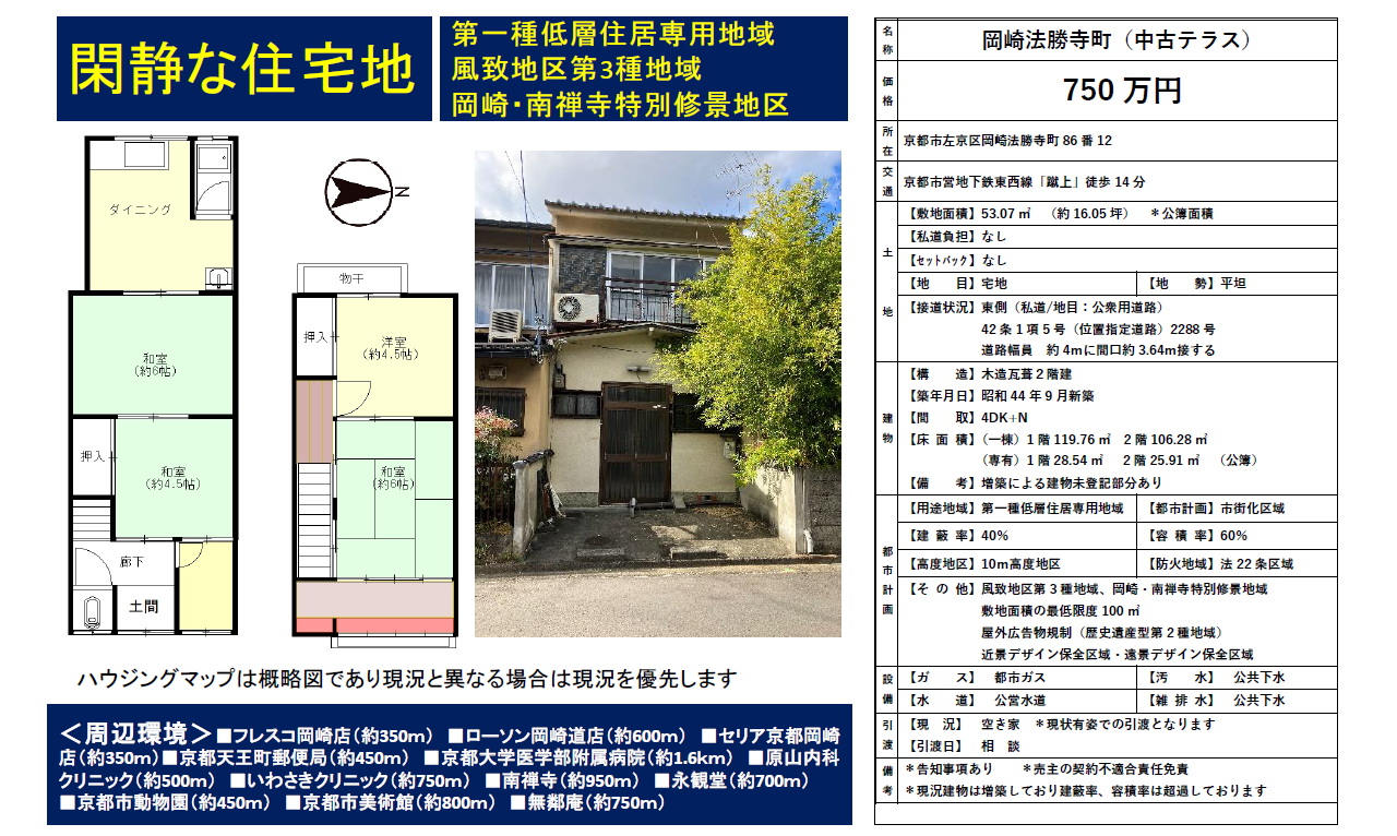 岡崎法勝寺町　中古テラス物件